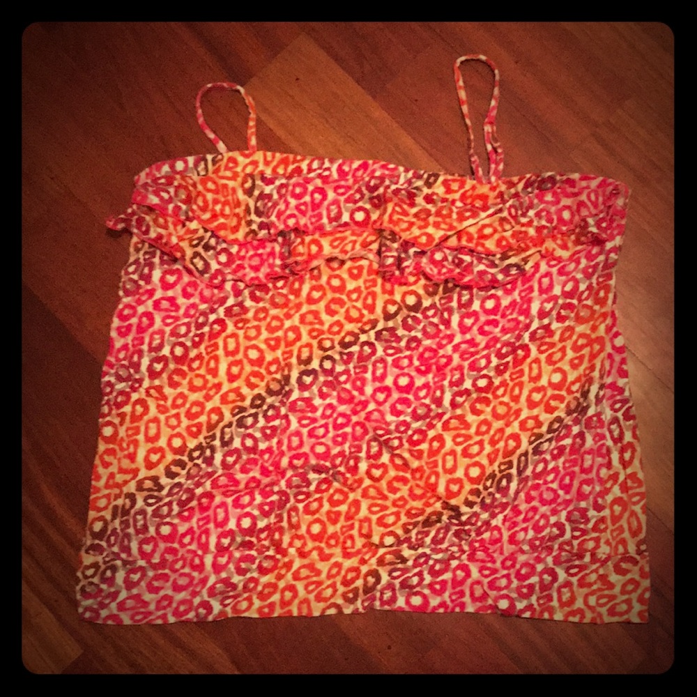 Lane Bryant 26 28 pink cheetah print ruffle top